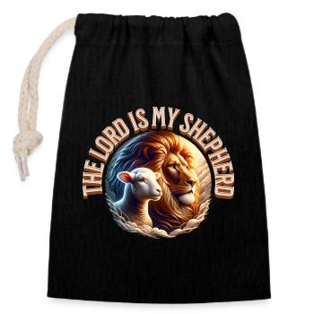 Force du troupeau de lions et de moutons - Sac cadeau en coton avec cordon (14 x 20 cm) - noir - Devant
