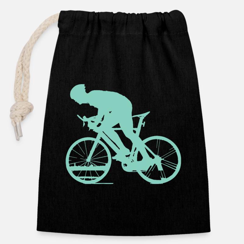 Cycling - Turquoise - Verschließbarer Geschenkbeutel aus Baumwolle (14x20cm) - Schwarz