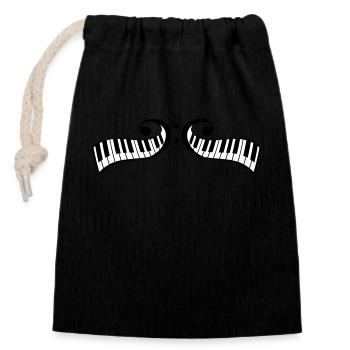 Touches de piano Touche de basse Clavier de symbole de basse - Sac cadeau en coton avec cordon (14 x 20 cm) - noir - Devant