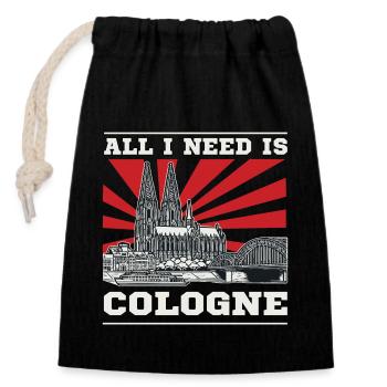 All I Need is Cologne Design – Kölner, Kölnerin - Verschließbarer Geschenkbeutel aus Baumwolle (14x20cm) - Schwarz - Vorne