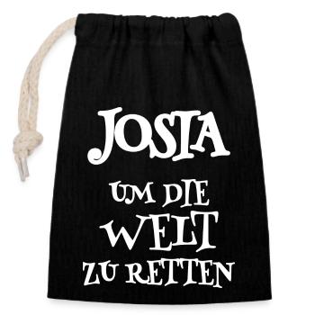 Josia als Retter - Verschließbarer Geschenkbeutel aus Baumwolle (14x20cm) - Schwarz - Vorne