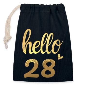 Hello 28 gold - Closable cotton gift bag (14x20cm) - navy - Front