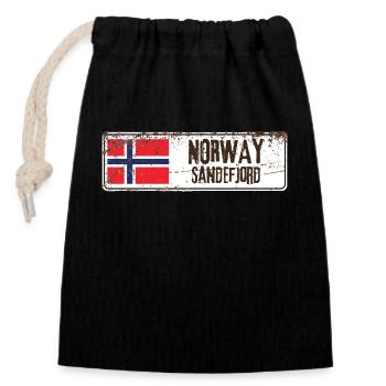 Sandefjord Norwegen Flagge - Verschließbarer Geschenkbeutel aus Baumwolle (14x20cm) - Schwarz - Vorne