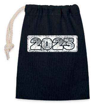 Year 2023 - Closable cotton gift bag (14x20cm) - navy - Front