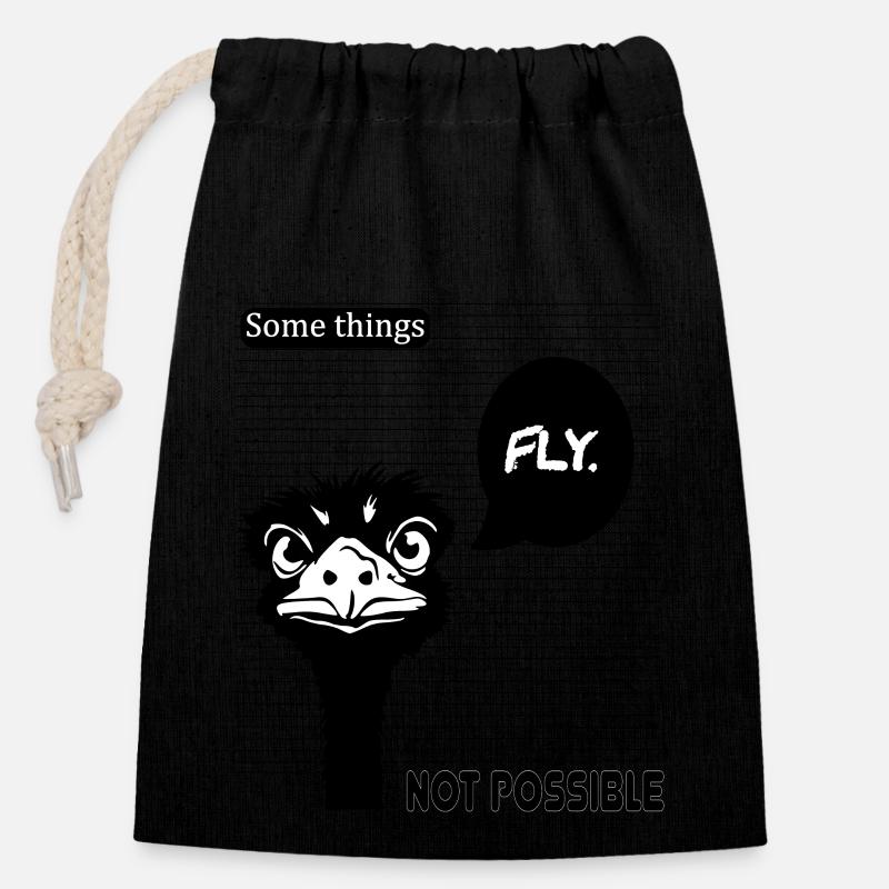 MOUCHE D’AUTRUCHE BLK - Sac cadeau en coton avec cordon (14 x 20 cm) - noir