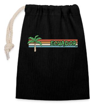 Geschenk für Ecuador - Verschließbarer Geschenkbeutel aus Baumwolle (14x20cm) - Schwarz - Vorne