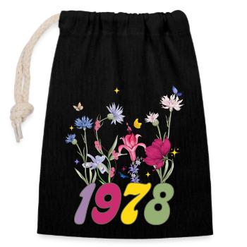 Année de naissance 1978 fleurs sauvages - Sac cadeau en coton avec cordon (14 x 20 cm) - noir - Devant