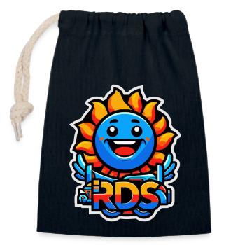 Logo RDS ensoleillé - Sac cadeau en coton avec cordon (14 x 20 cm) - bleu marine - Devant