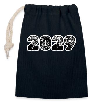 Jahreszahl 2029 - Verschließbarer Geschenkbeutel aus Baumwolle (14x20cm) - Navy - Vorne