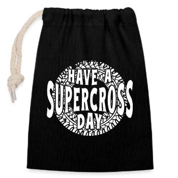 Dirtbike Rider A Supercross Day MX Motocross - Sac cadeau en coton avec cordon (14 x 20 cm) - noir - Devant