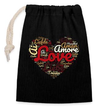 Cheesecake Herz - Shape Motiv Schrift Design Liebe - Verschließbarer Geschenkbeutel aus Baumwolle (14x20cm) - Schwarz - Vorne