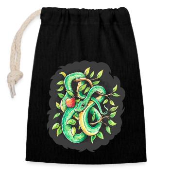Snake - Closable cotton gift bag (14x20cm) - black - Front