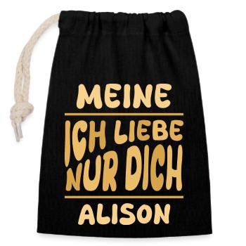 Mrs. Alison - Closable cotton gift bag (14x20cm) - black - Front