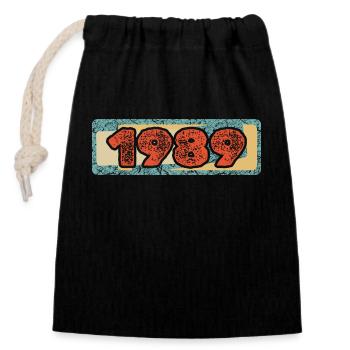 Year 1989 - Closable cotton gift bag (14x20cm) - black - Front