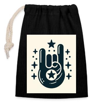 Rock On Hand Gesture with the Stars - Closable cotton gift bag (14x20cm) - black - Front