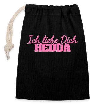 Dear Hedda, - Closable cotton gift bag (14x20cm) - black - Front