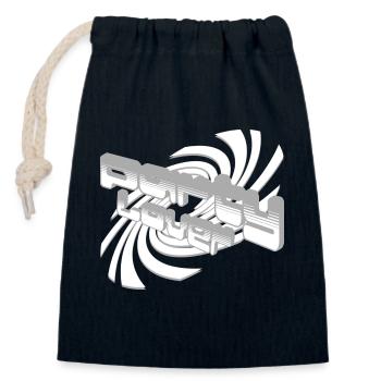 3D Sound Waves Font Design - Closable cotton gift bag (14x20cm) - navy - Front