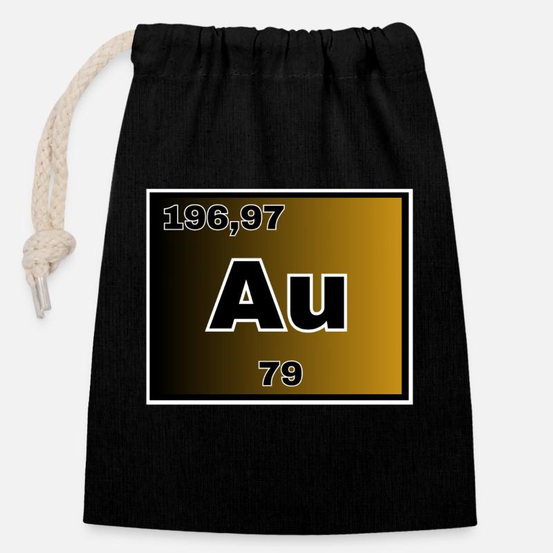 Gold - Closable cotton gift bag (14x20cm) - black