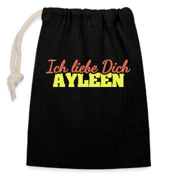 Dear Ayleen, - Closable cotton gift bag (14x20cm) - black - Front