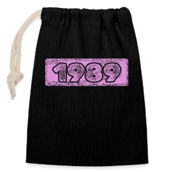 Born in 1989 - Closable cotton gift bag (14x20cm) - black - Front