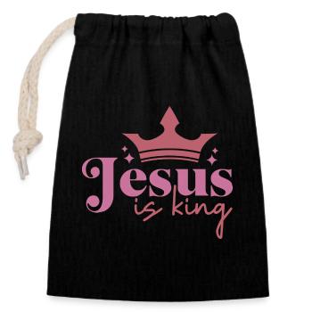 Jesus is king - Closable cotton gift bag (14x20cm) - black - Front