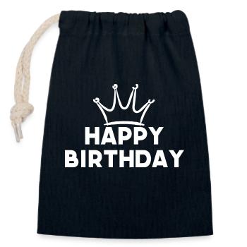 Happy Birthday - Verschließbarer Geschenkbeutel aus Baumwolle (14x20cm) - Navy - Vorne
