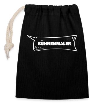 Stage painter as speech bubble - Closable cotton gift bag (14x20cm) - black - Front