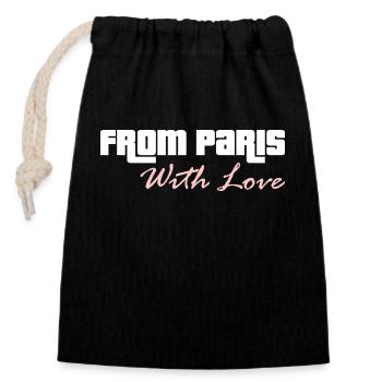 From Paris With Love - Sac cadeau en coton avec cordon (14 x 20 cm) - noir - Devant