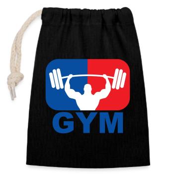 GYM Bodybuilding Weight - Closable cotton gift bag (14x20cm) - black - Front