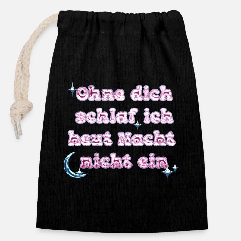 Ohne Dich - Y2K Textdesign - Verschließbarer Geschenkbeutel aus Baumwolle (14x20cm) - Schwarz