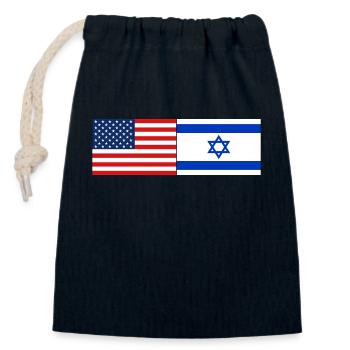 États-Unis, Israël Drapeau - Sac cadeau en coton avec cordon (14 x 20 cm) - bleu marine - Devant