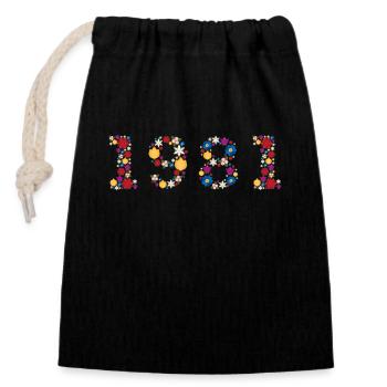 Fleurs 1981 - Sac cadeau en coton avec cordon (14 x 20 cm) - noir - Devant