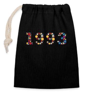 Fleurs 1993 - Sac cadeau en coton avec cordon (14 x 20 cm) - noir - Devant