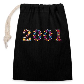Fleurs 2001 - Sac cadeau en coton avec cordon (14 x 20 cm) - noir - Devant