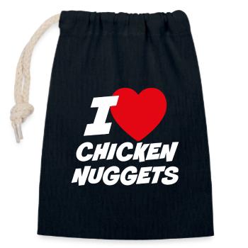 Ich liebe Chicken Nuggets - Verschließbarer Geschenkbeutel aus Baumwolle (14x20cm) - Navy - Vorne