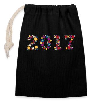 Fleurs 2017 - Sac cadeau en coton avec cordon (14 x 20 cm) - noir - Devant