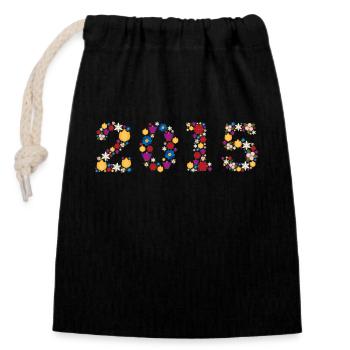 Fleurs 2015 - Sac cadeau en coton avec cordon (14 x 20 cm) - noir - Devant