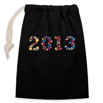 Fleurs 2013 - Sac cadeau en coton avec cordon (14 x 20 cm) - noir - Devant