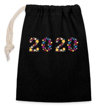 Fleurs 2020 - Sac cadeau en coton avec cordon (14 x 20 cm) - noir - Devant