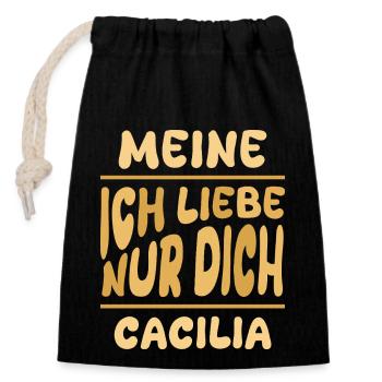 Mrs. Caecilia - Closable cotton gift bag (14x20cm) - black - Front