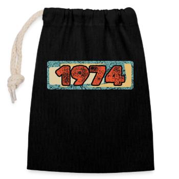 Born in 1974 - Closable cotton gift bag (14x20cm) - black - Front