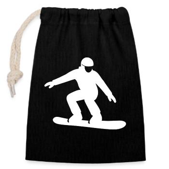 Snowboarder Silhouette Winterurlaub Wintersport - Verschließbarer Geschenkbeutel aus Baumwolle (14x20cm) - Schwarz - Vorne
