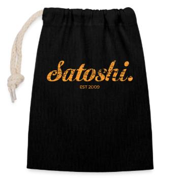 Satoshi Bitcoin Hodl - Closable cotton gift bag (14x20cm) - black - Front