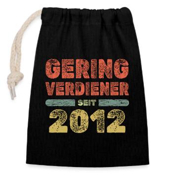 2012 - Sac cadeau en coton avec cordon (14 x 20 cm) - noir - Devant
