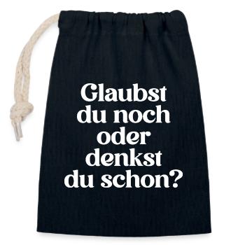 MUST-HAVE STATEMENT FOR ATHEISTS - Closable cotton gift bag (14x20cm) - navy - Front