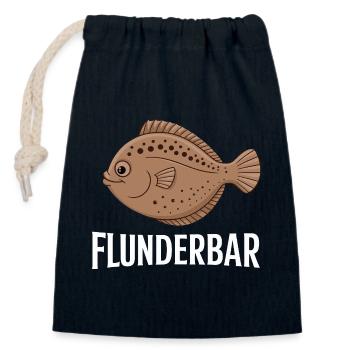 Flounder Bar Jeu de mots amusant pour les pêcheurs - Sac cadeau en coton avec cordon (14 x 20 cm) - bleu marine - Devant