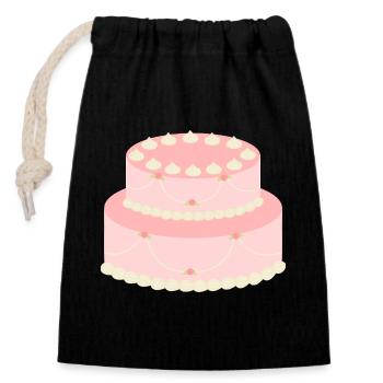 Pastellfarbener Rosenkuchen mit Girlanden - Verschließbarer Geschenkbeutel aus Baumwolle (14x20cm) - Schwarz - Vorne