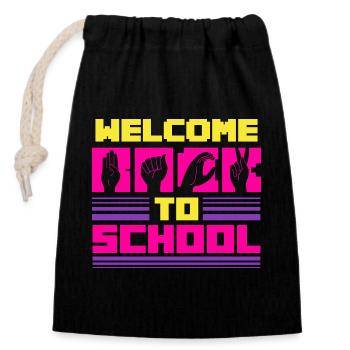 ASL Dolmetscher Gebärdensprache Welcome To School - Verschließbarer Geschenkbeutel aus Baumwolle (14x20cm) - Schwarz - Vorne