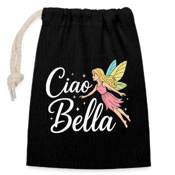 Ciao Bella - Closable cotton gift bag (14x20cm) - black - Front