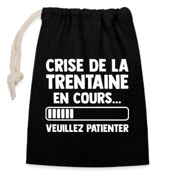 Crisis of the thirties Gift Birthday Humor - Closable cotton gift bag (14x20cm) - black - Front
